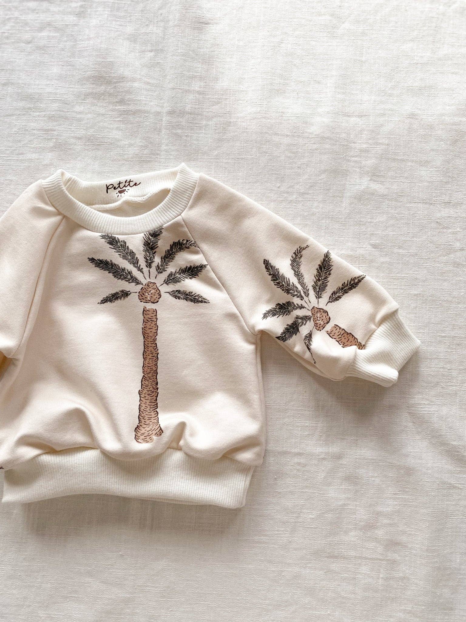 PETITE EvelinaApparel - Baby cotton sweatshirt / big palm trees