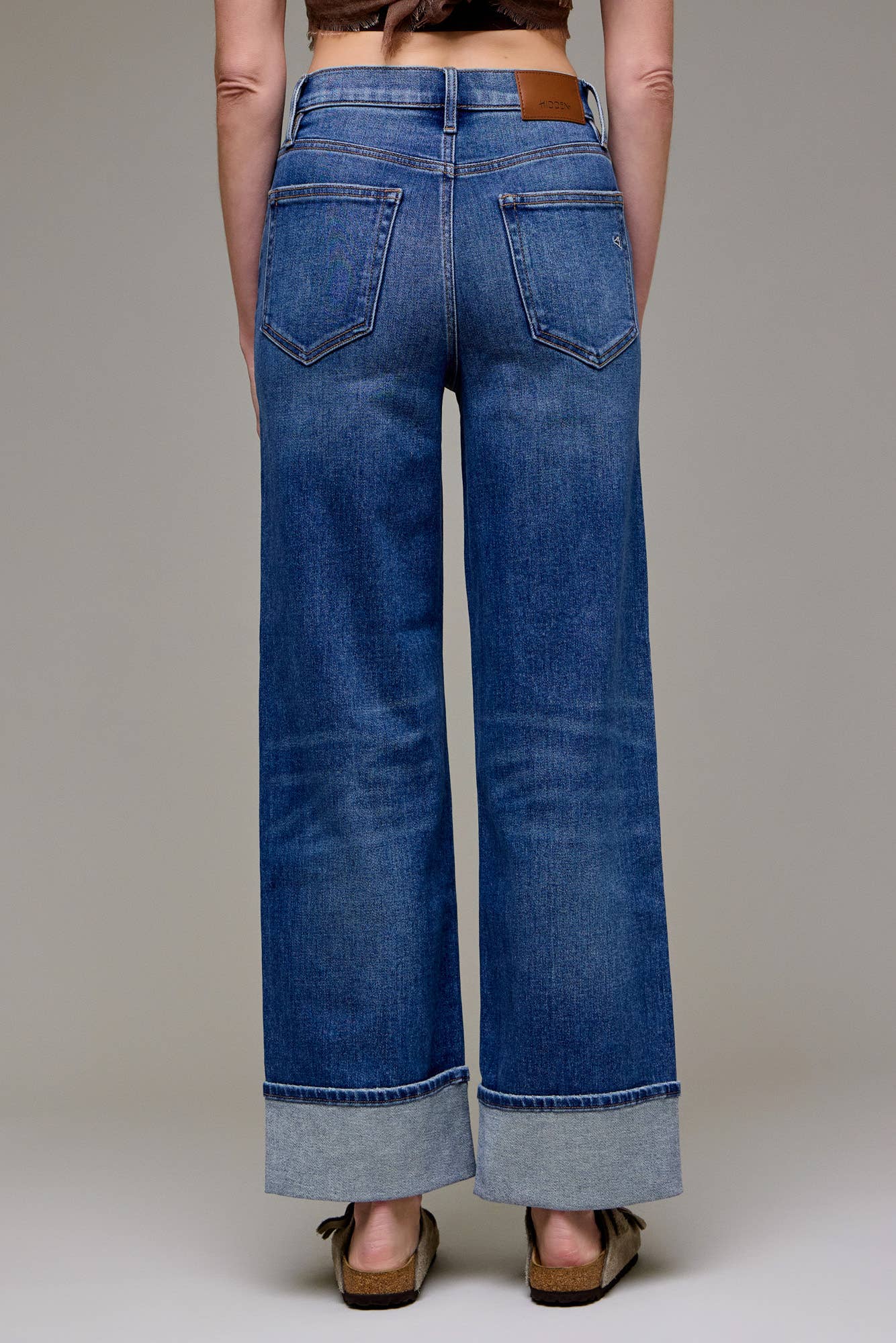 Hidden Jeans - Dark Wash Cuffed Stretch Clean Dad Jean