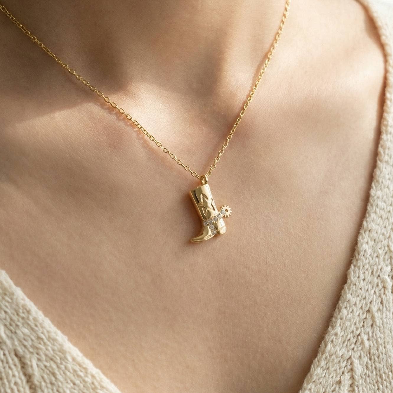 Fame Accessories - Cowboy Boots Pendant Necklace