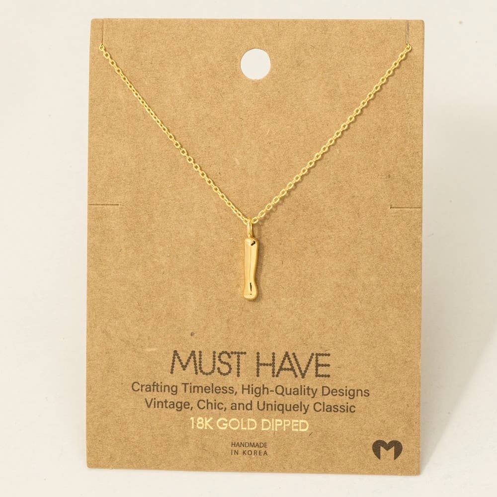 Fame Accessories - Gold Dipped Bubble Letter Pendant Necklace