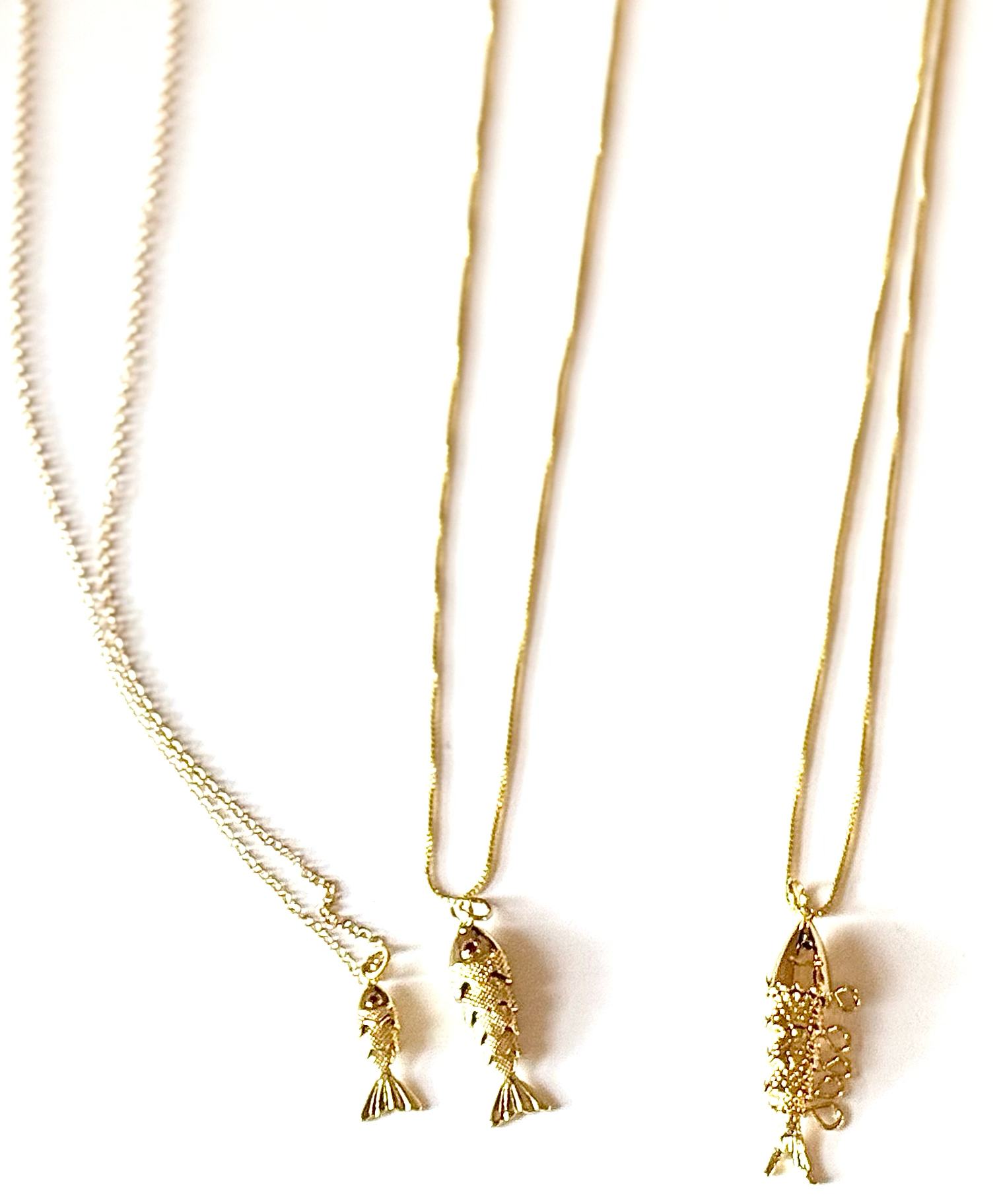 HoopLa - Lure- 14K Gold Steel Articulated Portuguese Fish Necklace 