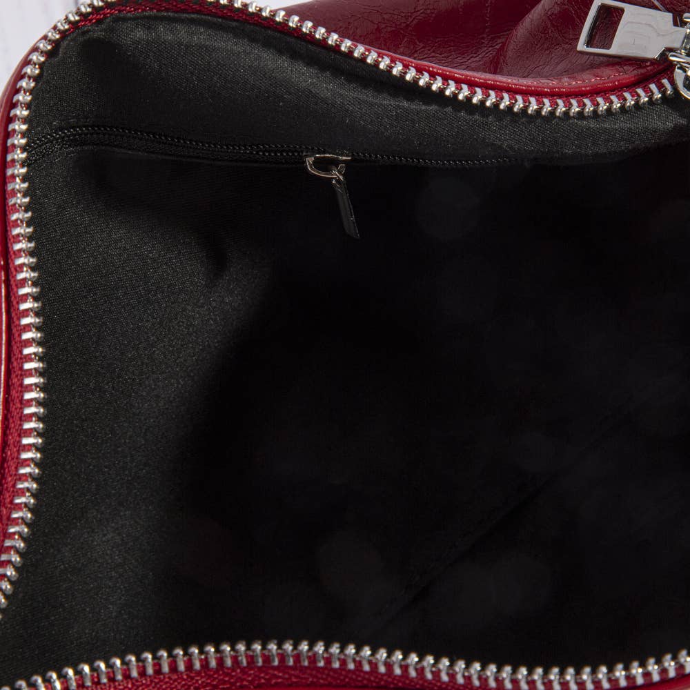 Collections by Fame Accessories - Studded Western Buckle Vegan Leather Shoulder Bag