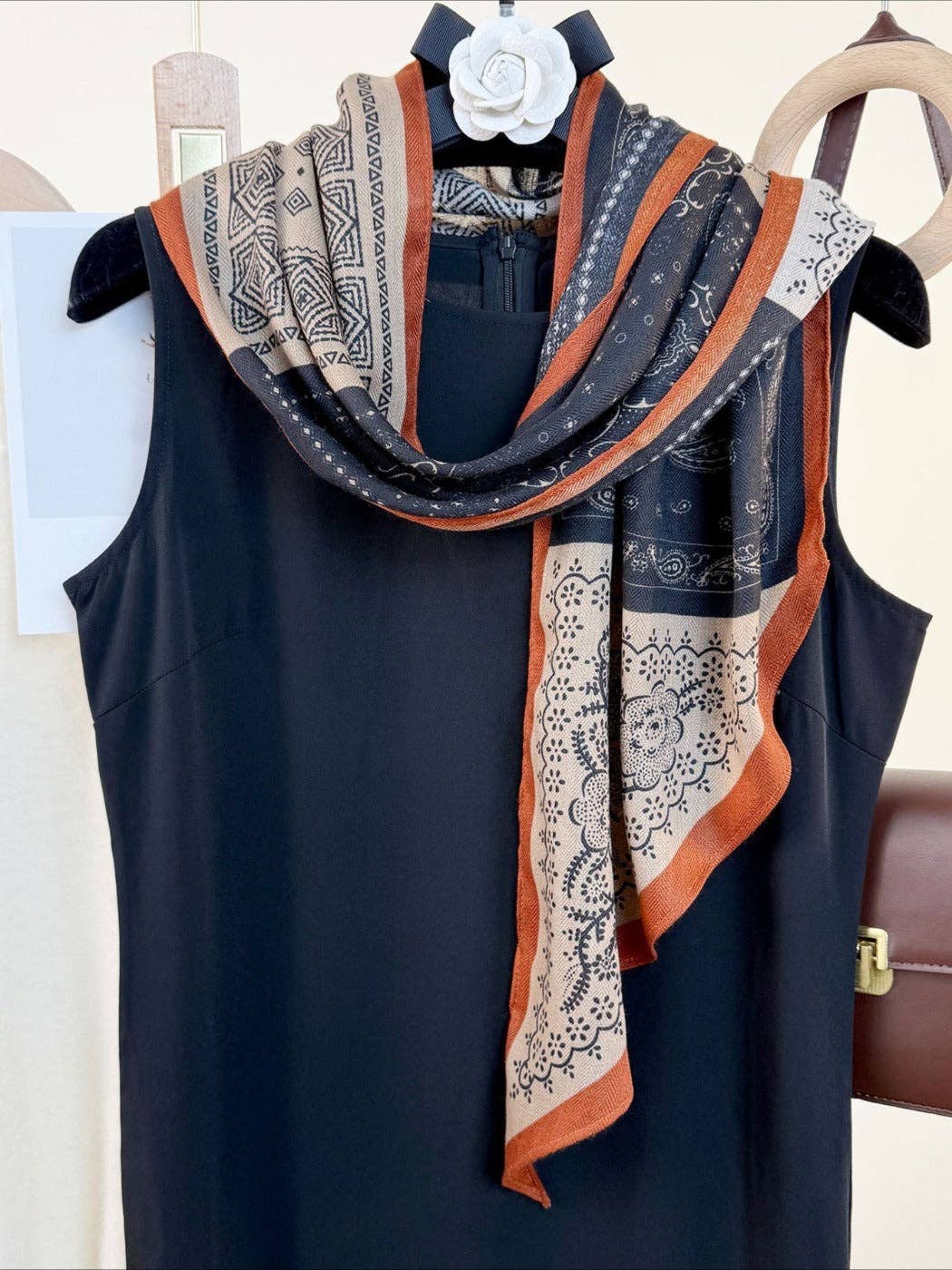 Funkyrel® Atzbranding Limited - Scarvii - Navy Blue Boho Floral Printed Scarf