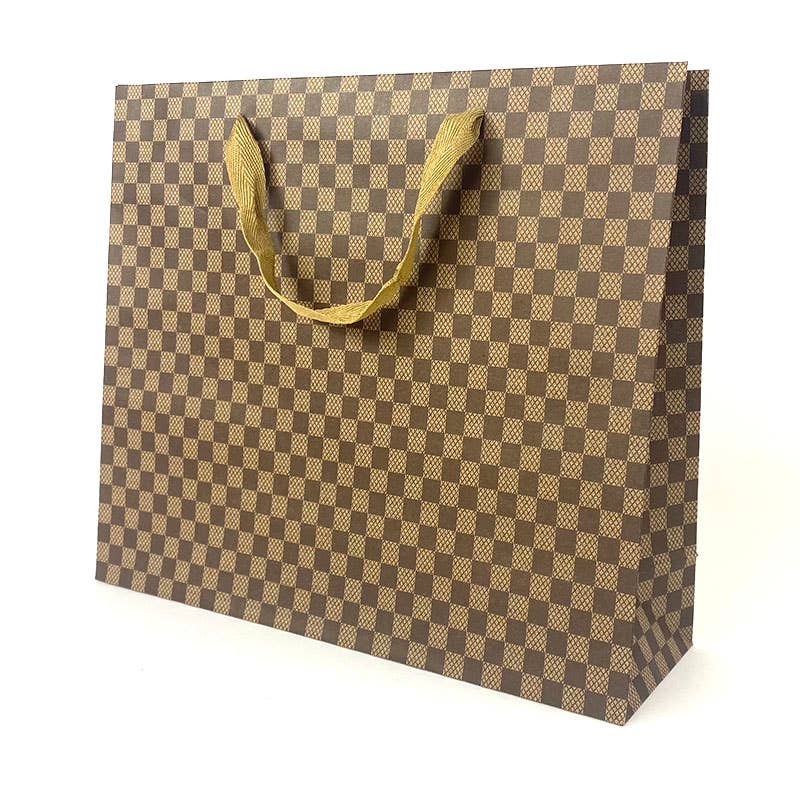 byhome - Checkered kraft paper gift bag w/free tissue, pack of 20