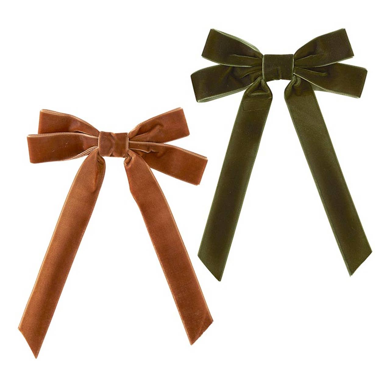 Bella Sleep + Spa - Velvet Bow Clip Set - Brown/Green