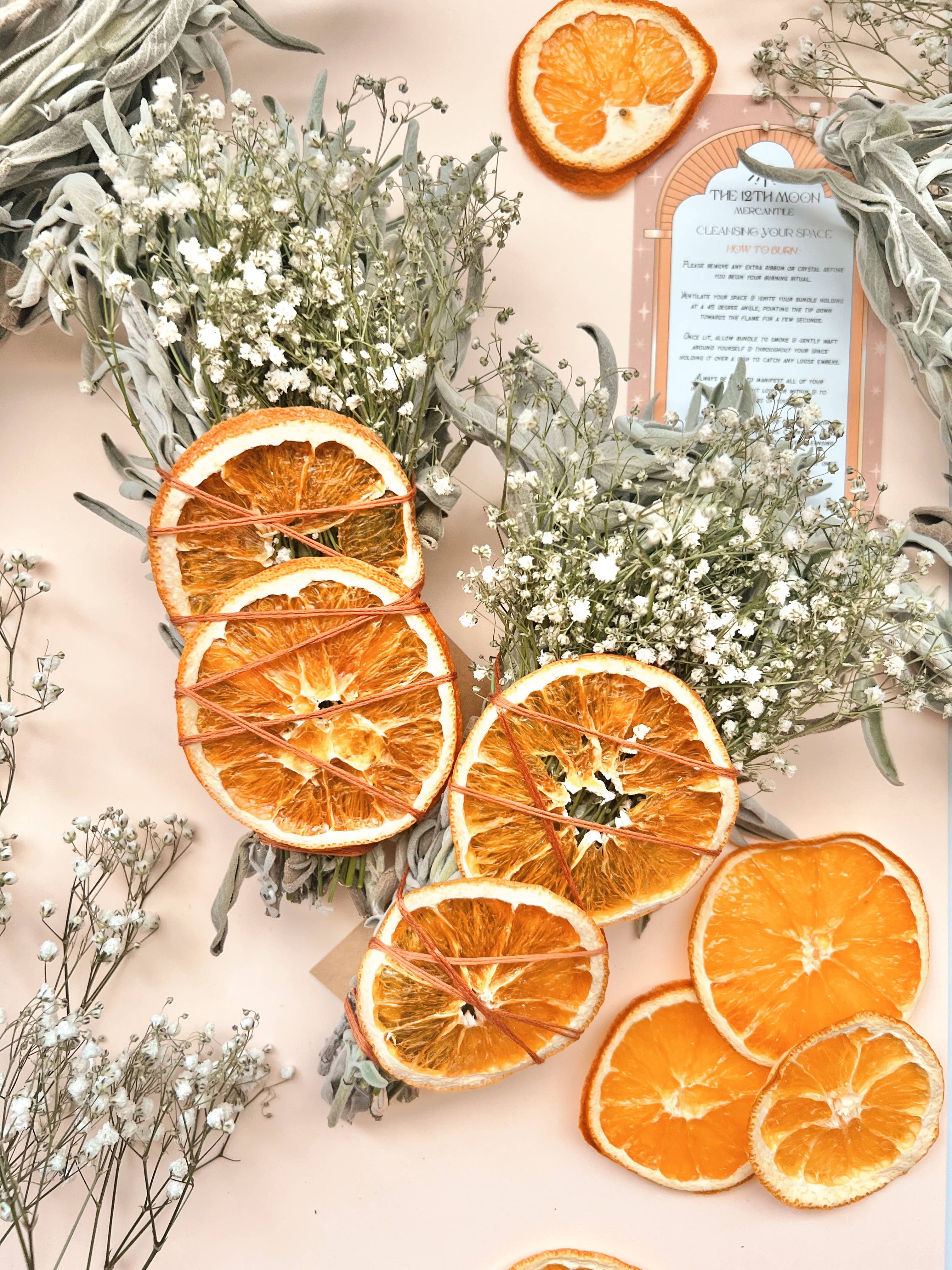 The 12th Moon - CITRUS HARVEST Sage Bundle - SEASONAL Smudge - FALL + WINTER