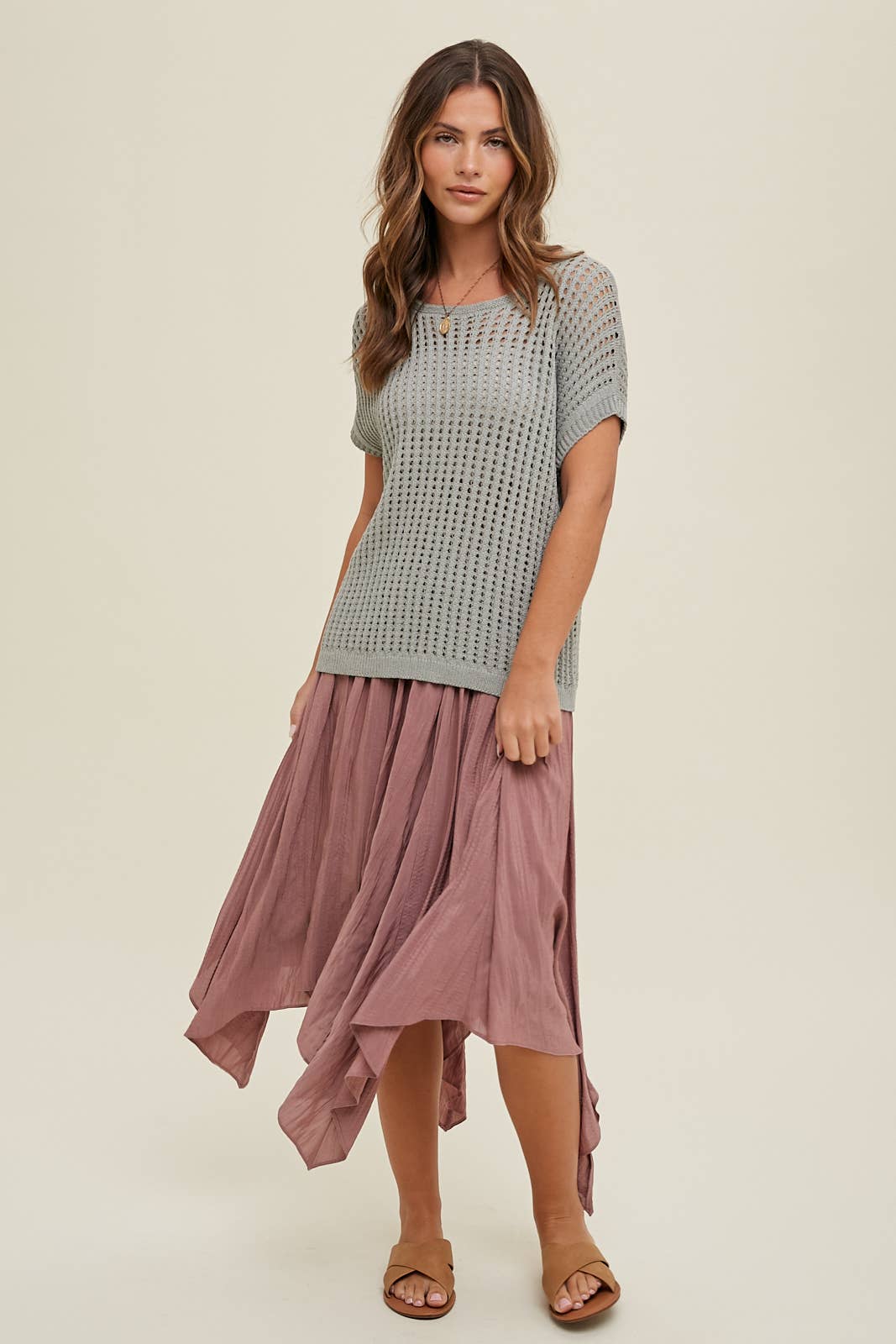CRINKLE HANDKERCHIEF MIDI SKIRT