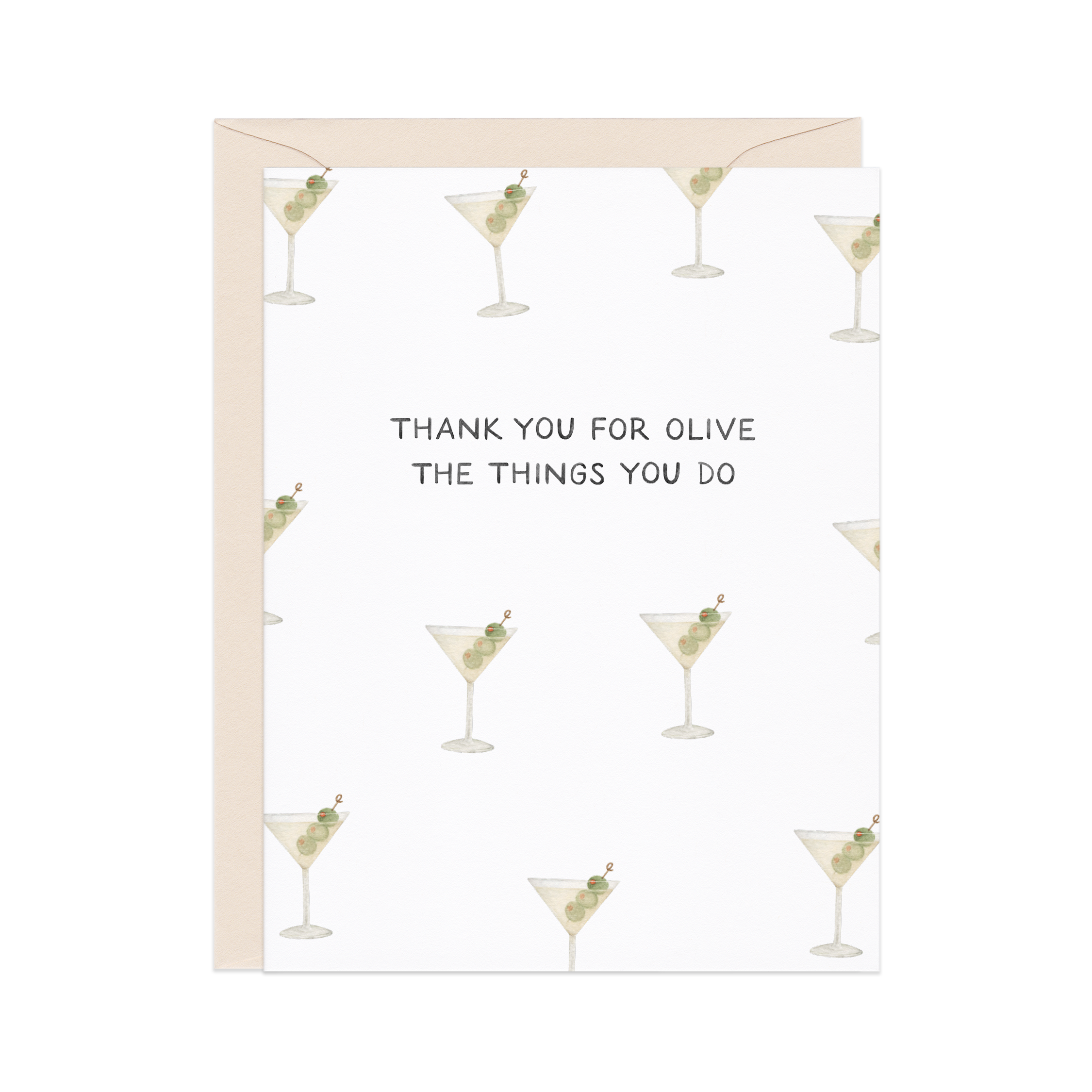 Amy Zhang - Olive The Things Martini — Cocktail Pun Thanks Card