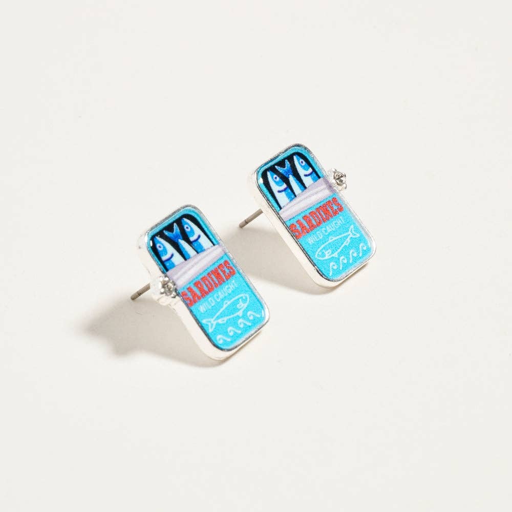 Designature New York - 0.75 Inch Canned Sardines Rhinestone Post Earrings