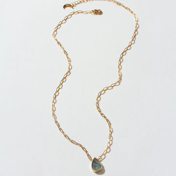 Gemstone Droplet Necklace - Labradorite