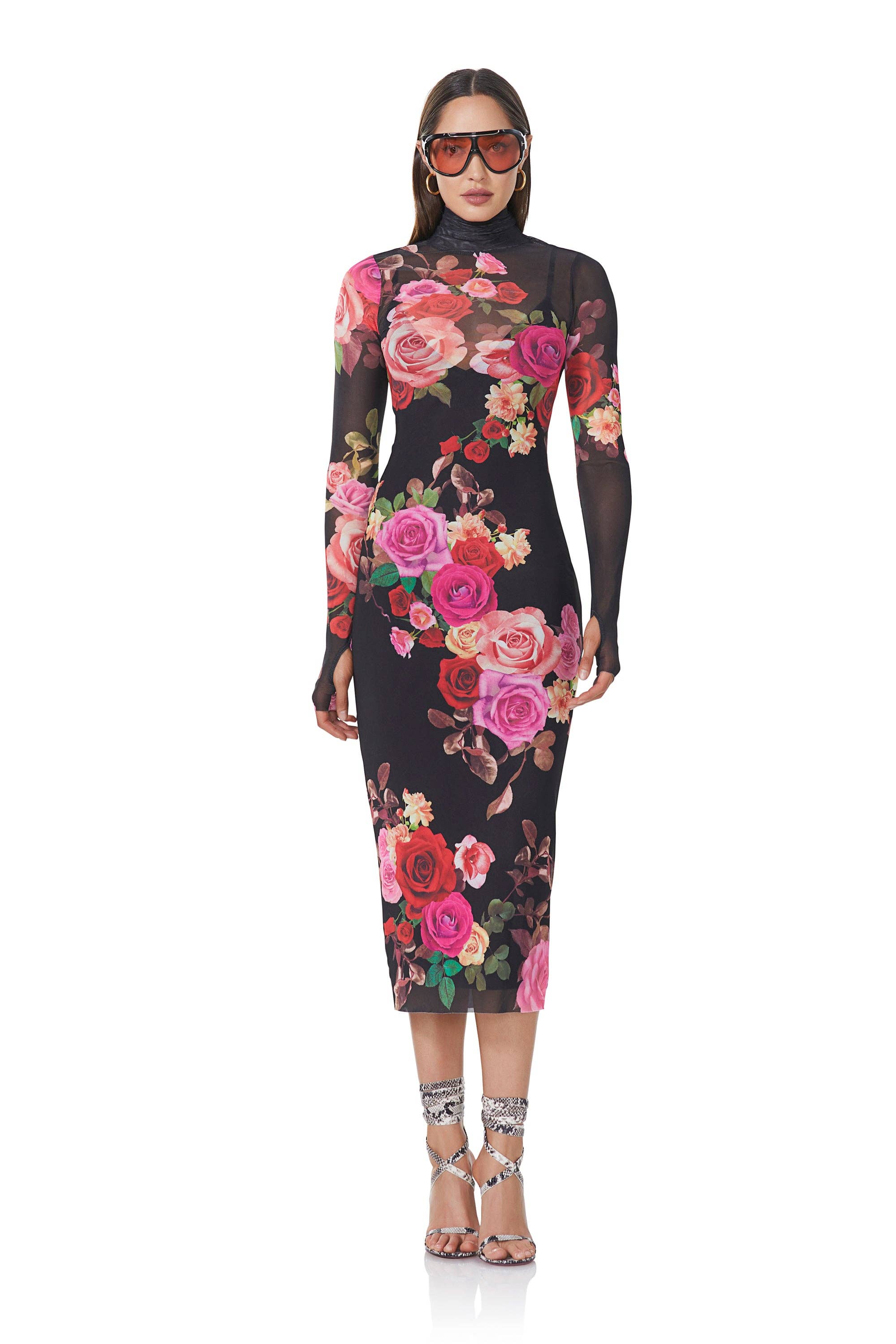 AFRM - Shailene Dress - Noir Rose Swirl