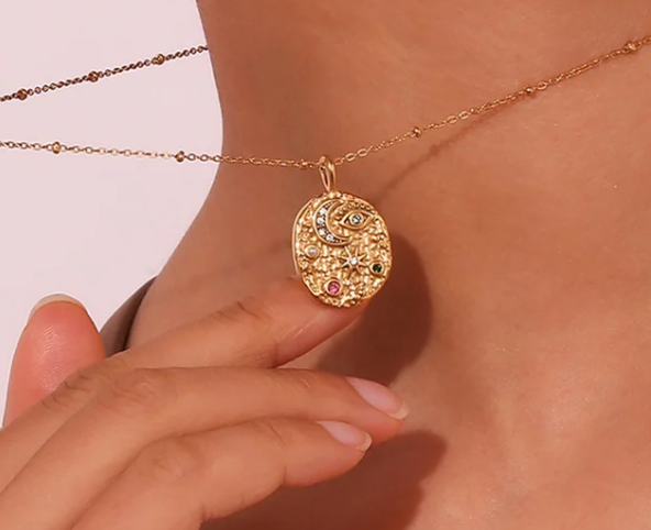 HoopLa - Confetti Coin- Evil Eye- Moon and Stars- Stainless Steel 14K