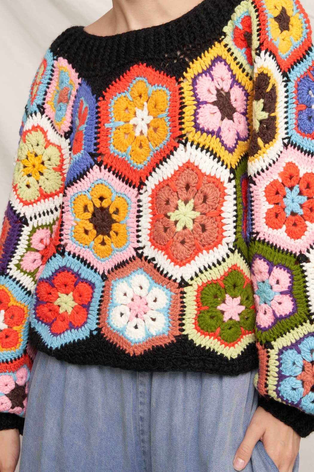 En Crème - Chunky Oversized Granny Squared Crochet Sweater
