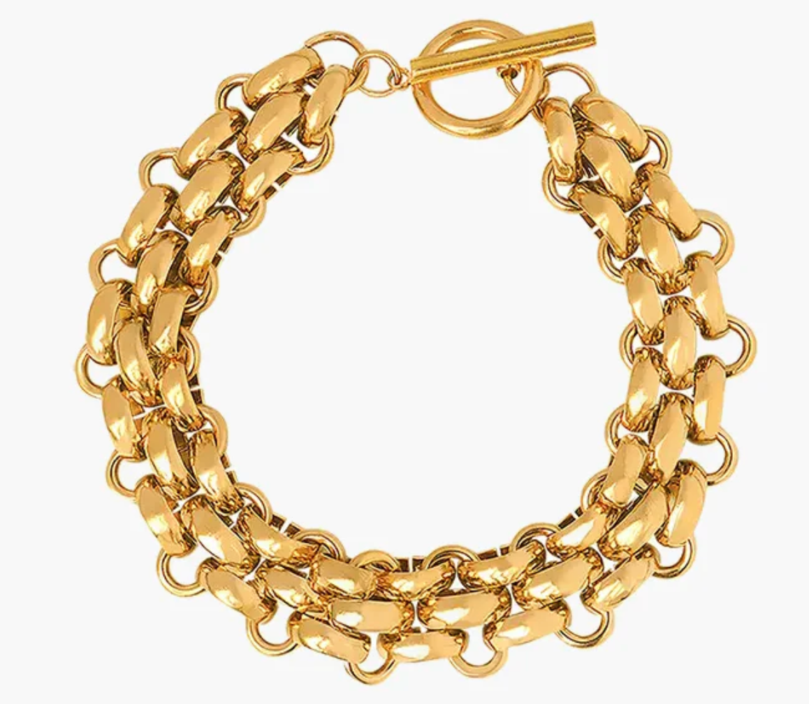 HoopLa - Estate Panther Chain Link  Bracelet 14K Gold