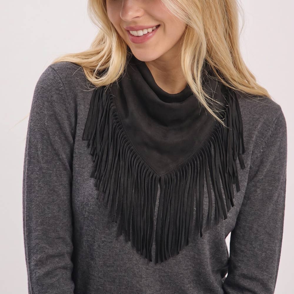 Collections by Fame Accessories - Vegan Suede Fringe Hip Scarf Wrap