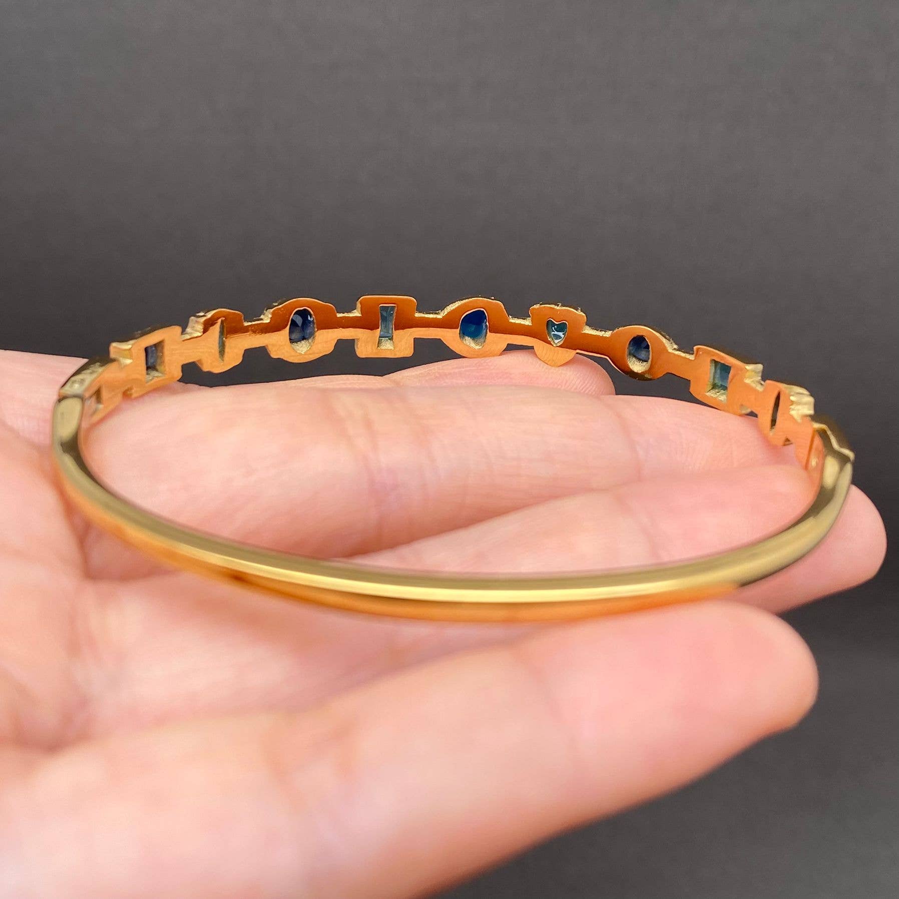 Mio Queena - Colored Zircon inlaid 18K Gold Plated S.Steel Bangle - FGS