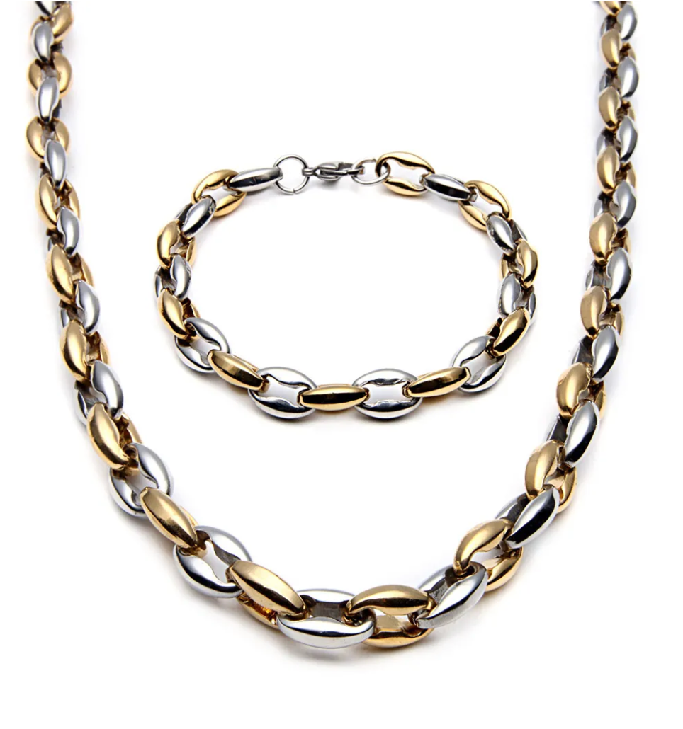 HoopLa - Max Two Tone Mariner Coffee Bean Necklace