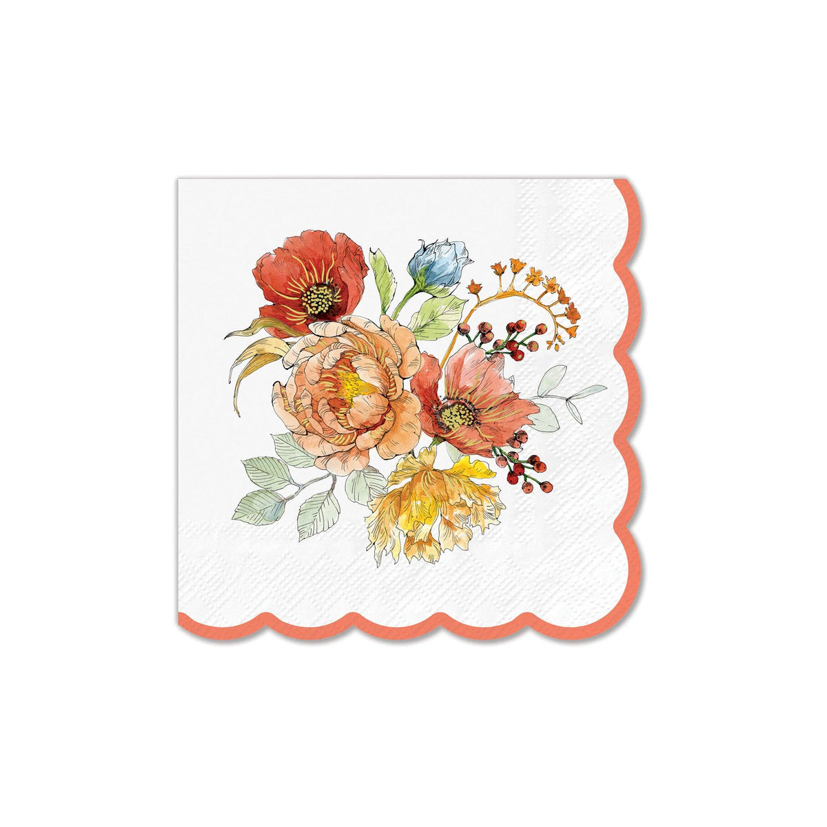 Studio Oh! - Autumn Bloom Scalloped Beverage Napkin