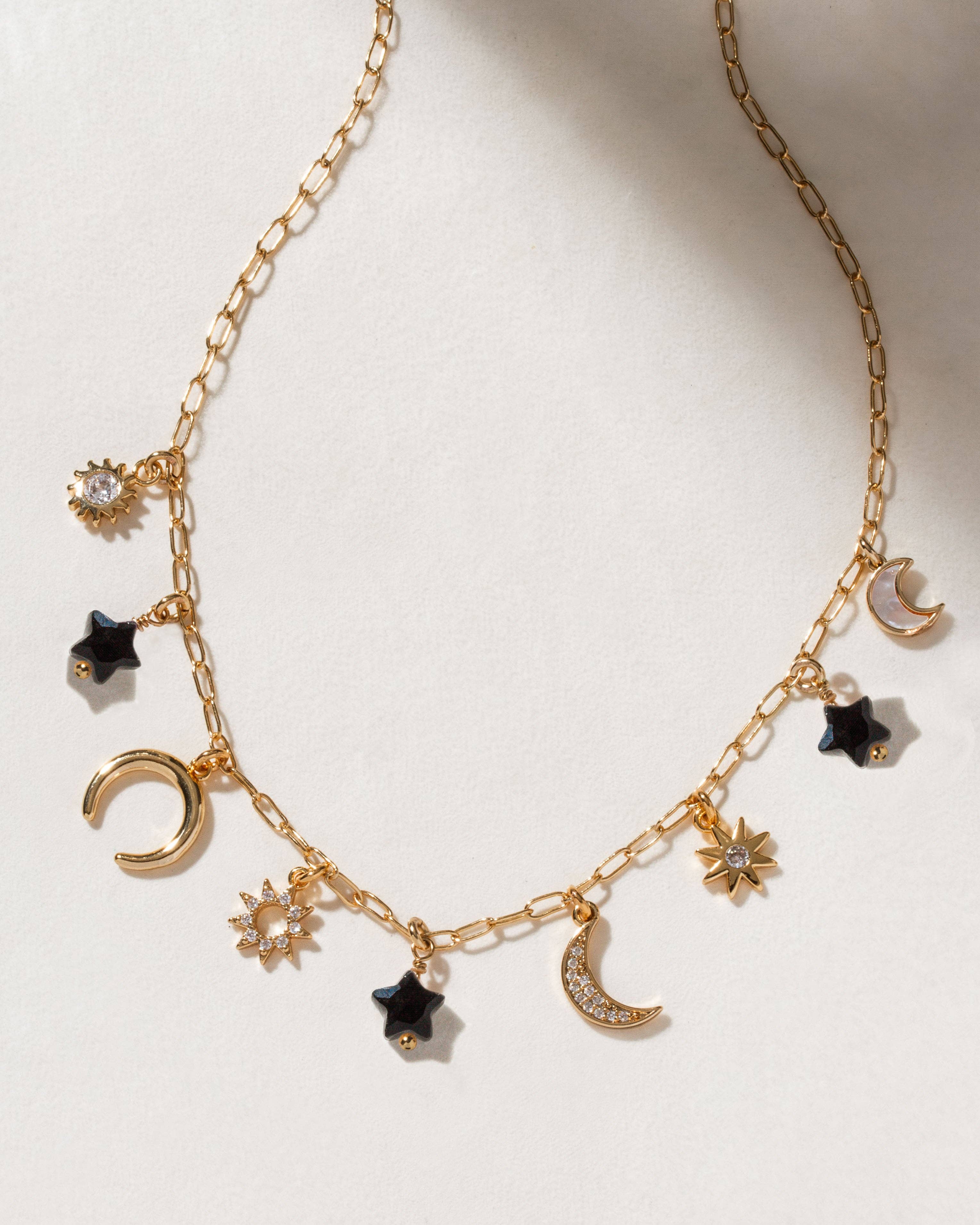 Luna Norte - Starlit Trail Charm Necklace - Black Onyx