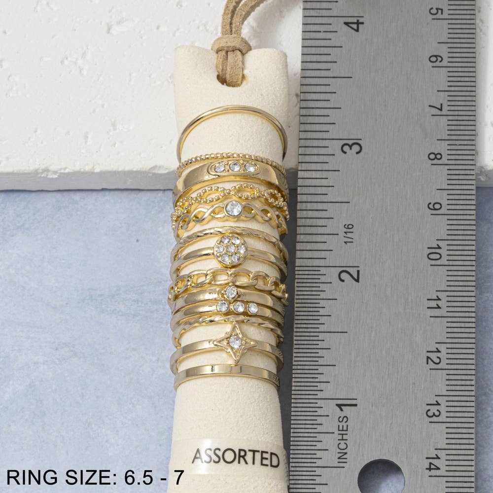 Fame Accessories - Crystal Star And Pave Stacking Ring Set