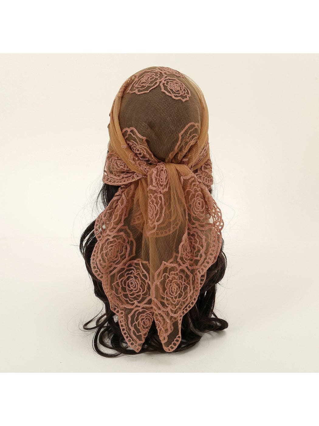 Funkyrel® Atzbranding Limited - Scarvii - Rose Embroidered Lace Detail Square Scarf