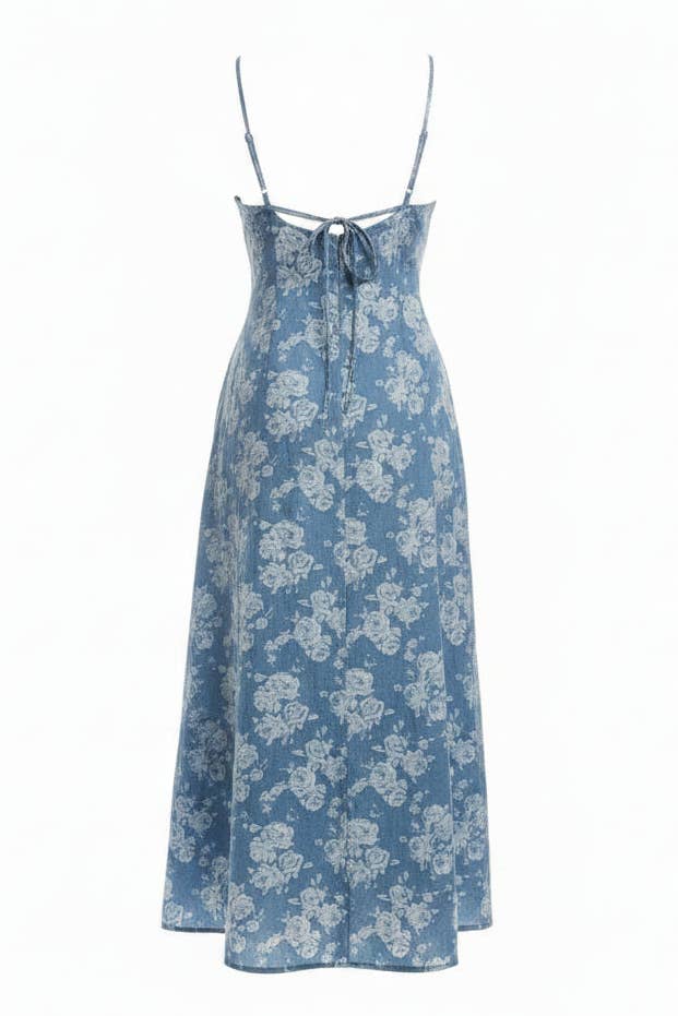 ACOA COLLECTION - CHAMBRAY CROSS BACK SLIP DRESS