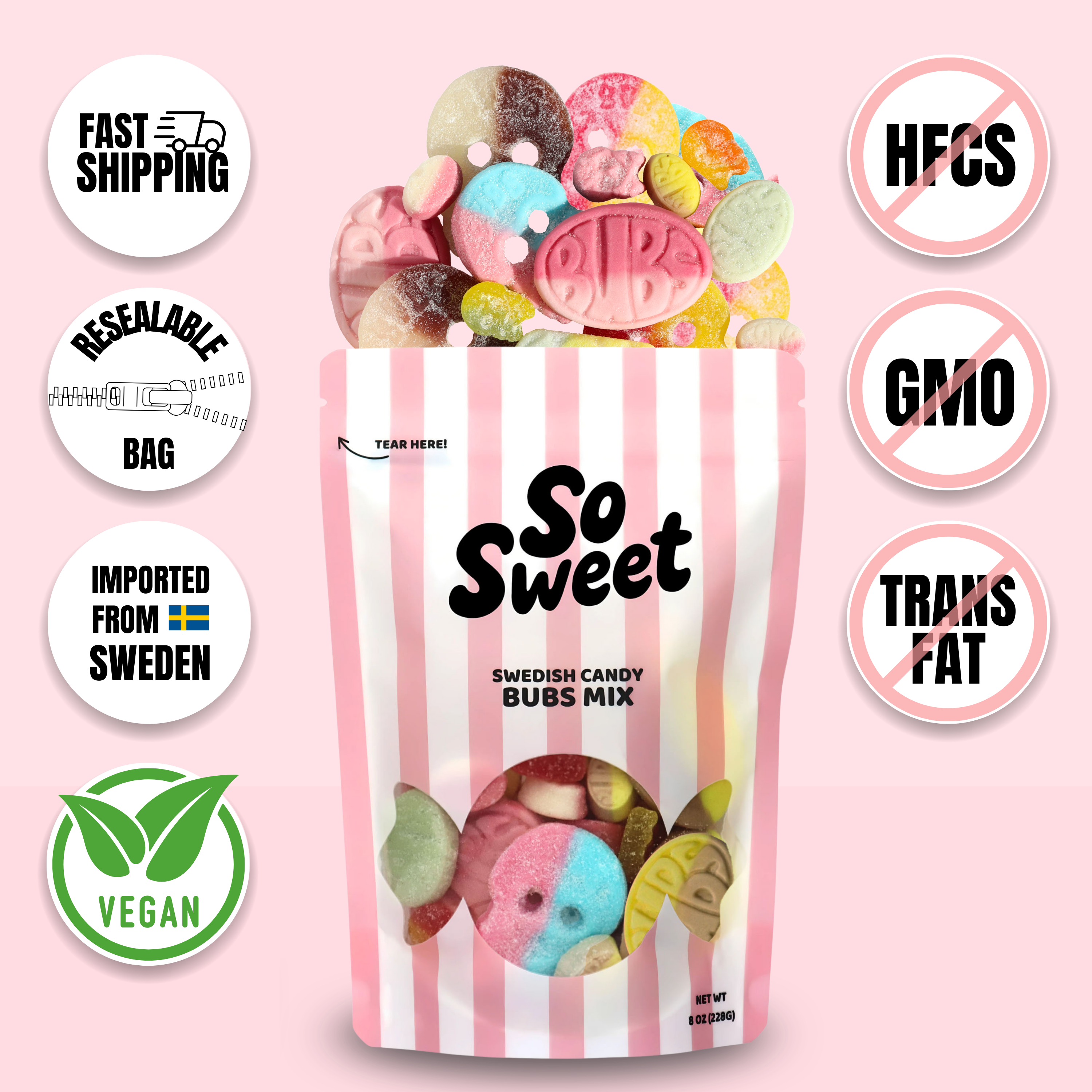 SoSweet LLC - Swedish Candy BUBS Mix (8 oz)