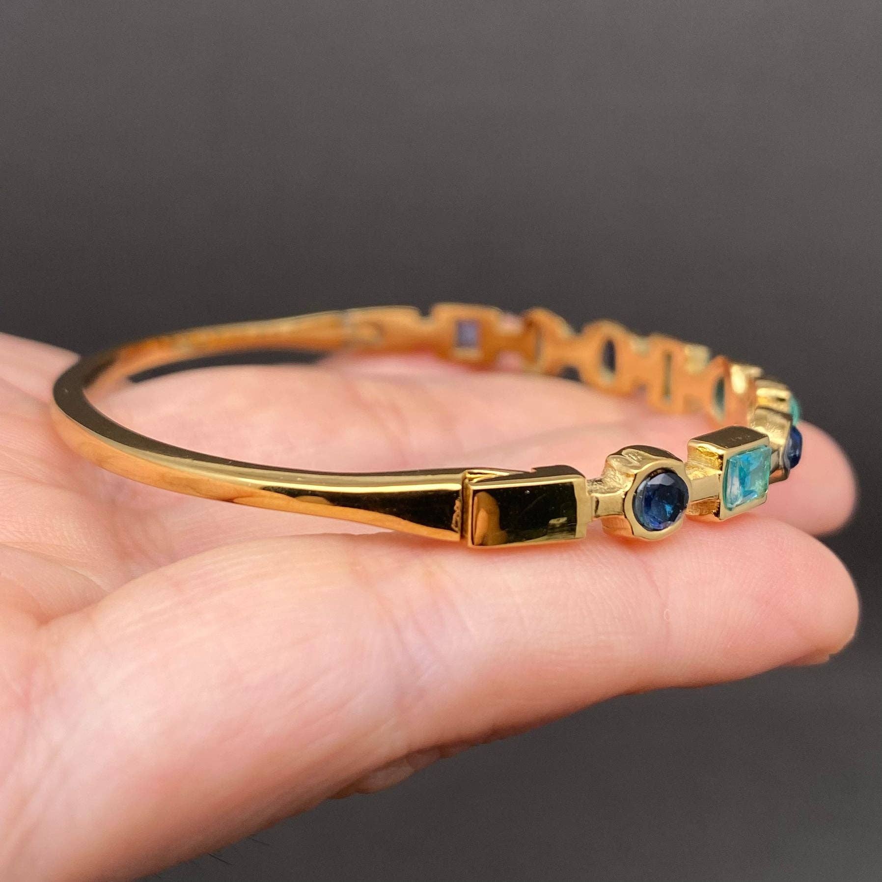 Mio Queena - Colored Zircon inlaid 18K Gold Plated S.Steel Bangle - FGS