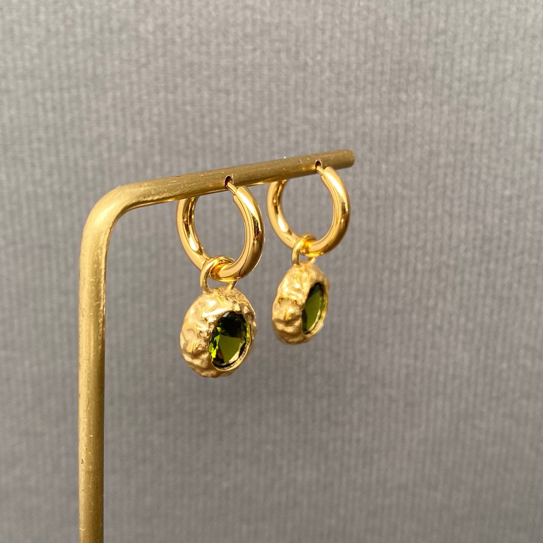 Mio Queena - Zircon Inlaid 18K Gold Plated S.Steel Huggie Earrings - FGS