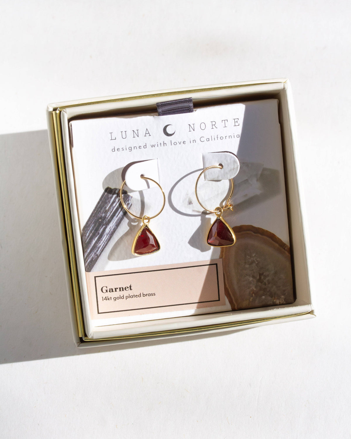 Luna Norte - Bermuda Triangle Mini Hoop Earrings - Garnet