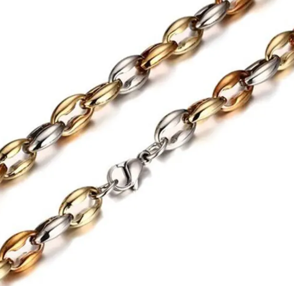 HoopLa - Max Two Tone Mariner Coffee Bean Necklace