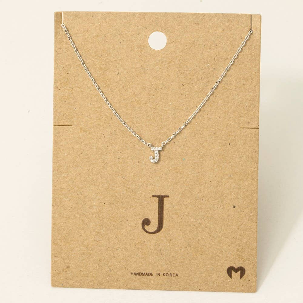 Fame Accessories - Mini Rhinestone Initial Necklace