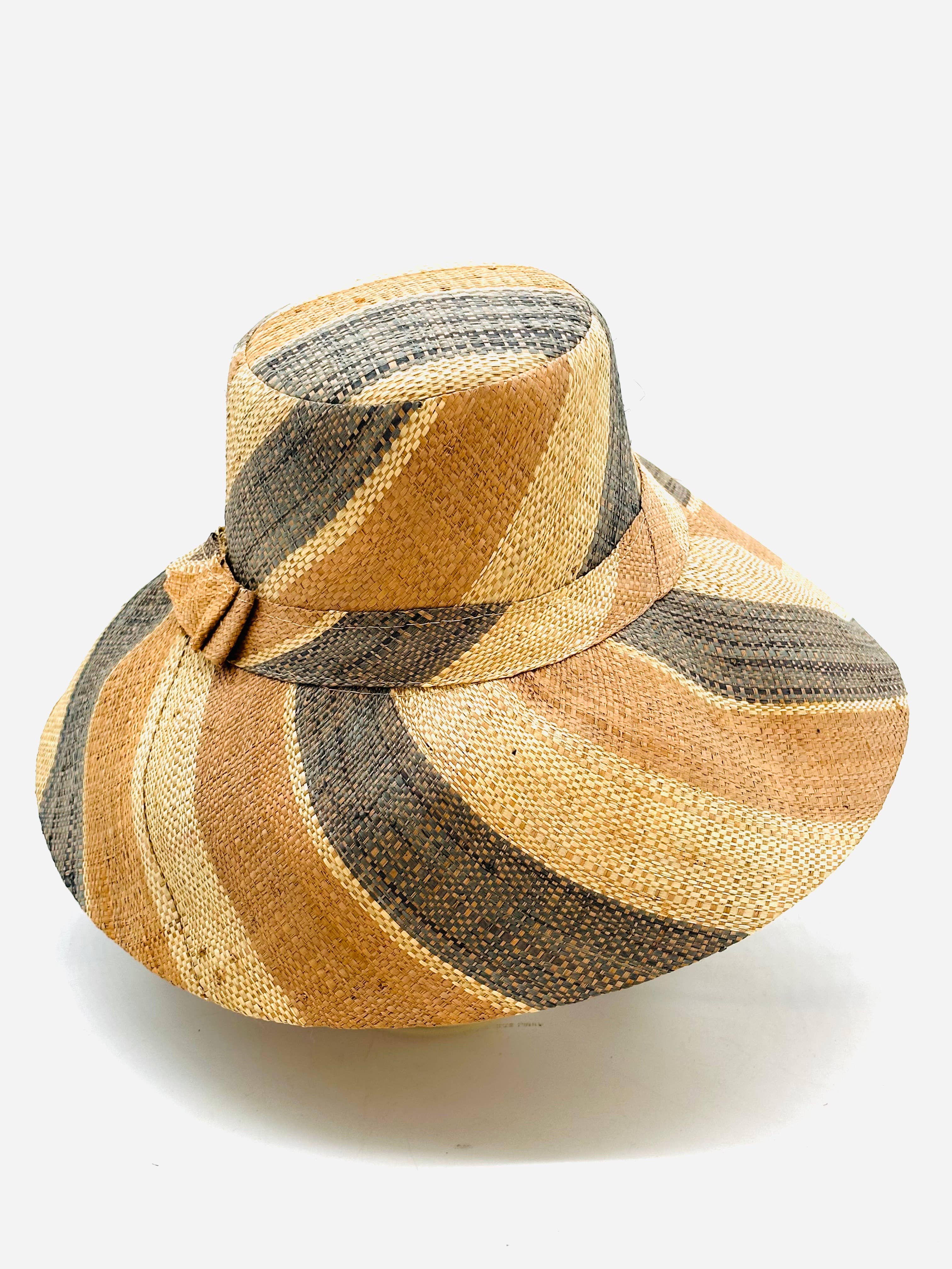 Shebobo - Sun Hats: Colored Stripes Packable 5"  Brim Raffia Straw