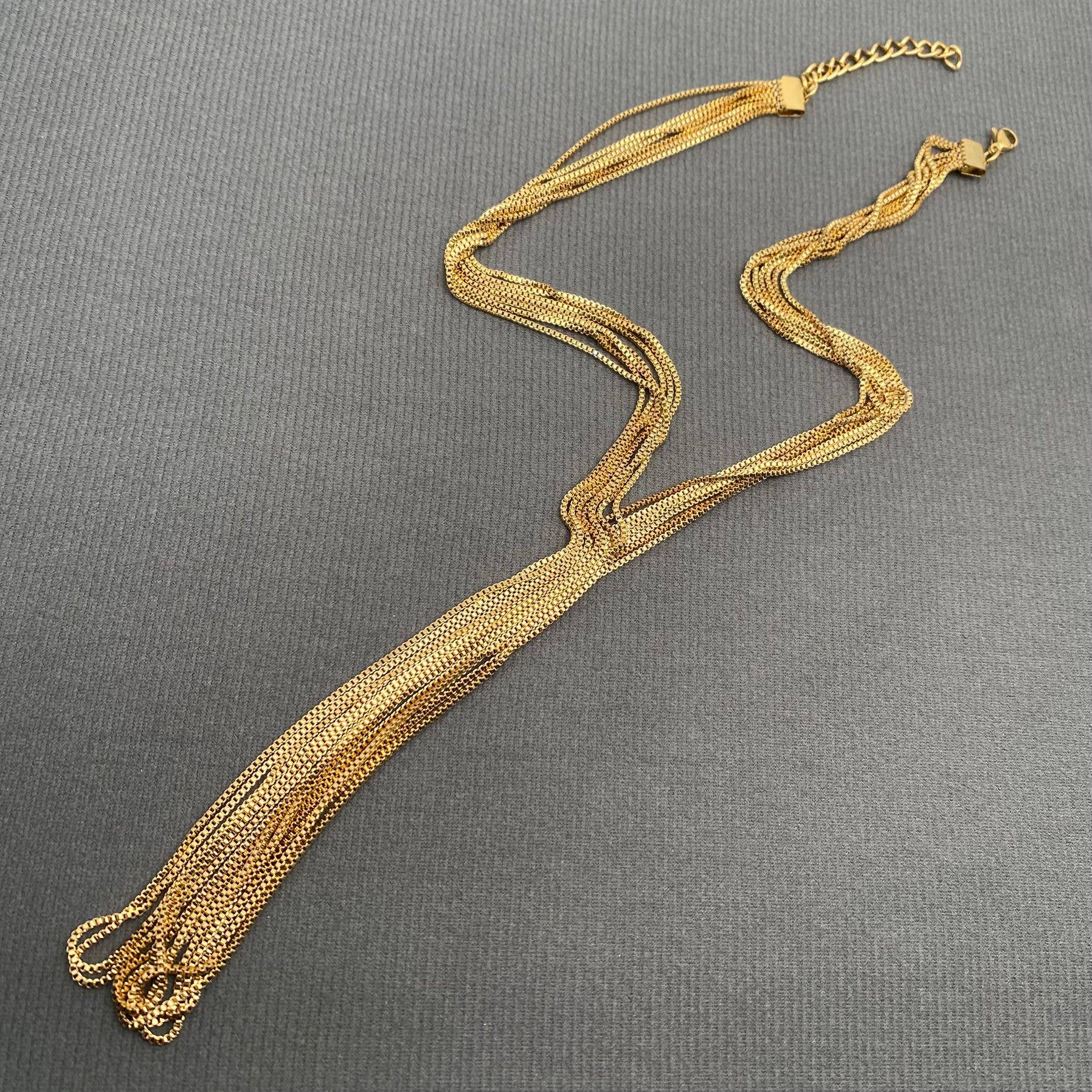 Mio Queena - Multi Box Chain 18K Gold Plated S.Steel Necklace - FGS