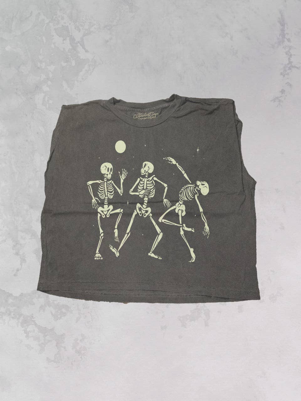 TDancing Skeletons, Western Vintage Cropped Muscle Tank