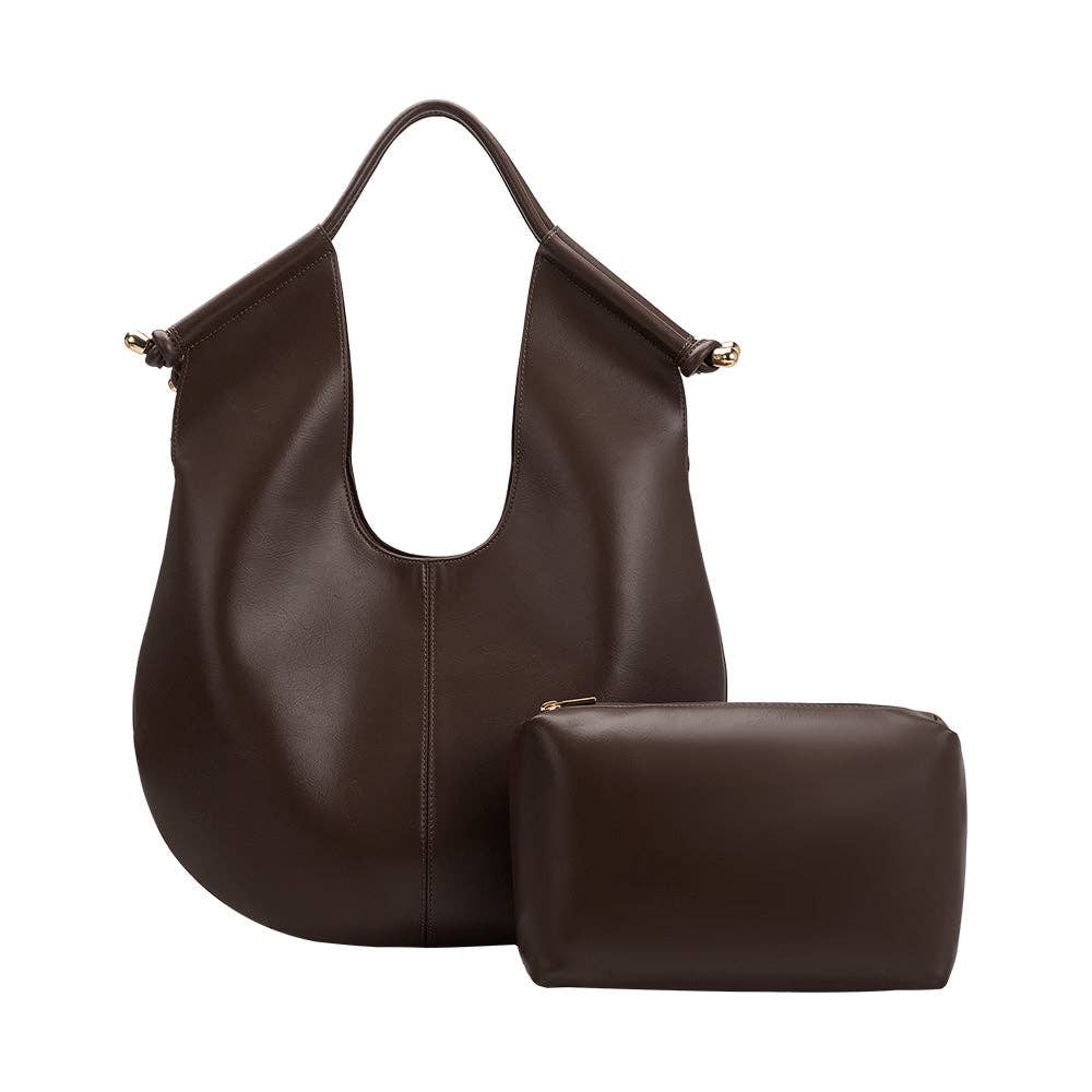 Melie Bianco - Tracy Espresso Recycled Vegan Shoulder Bag