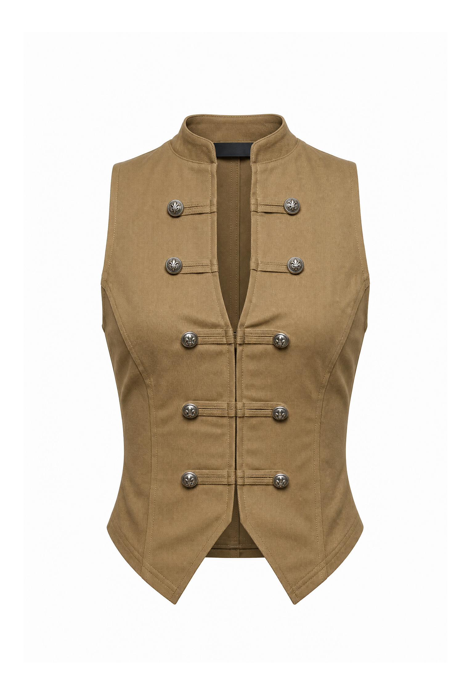No Vacancy - Twill napoleon sleeveless zip up top & shorts set