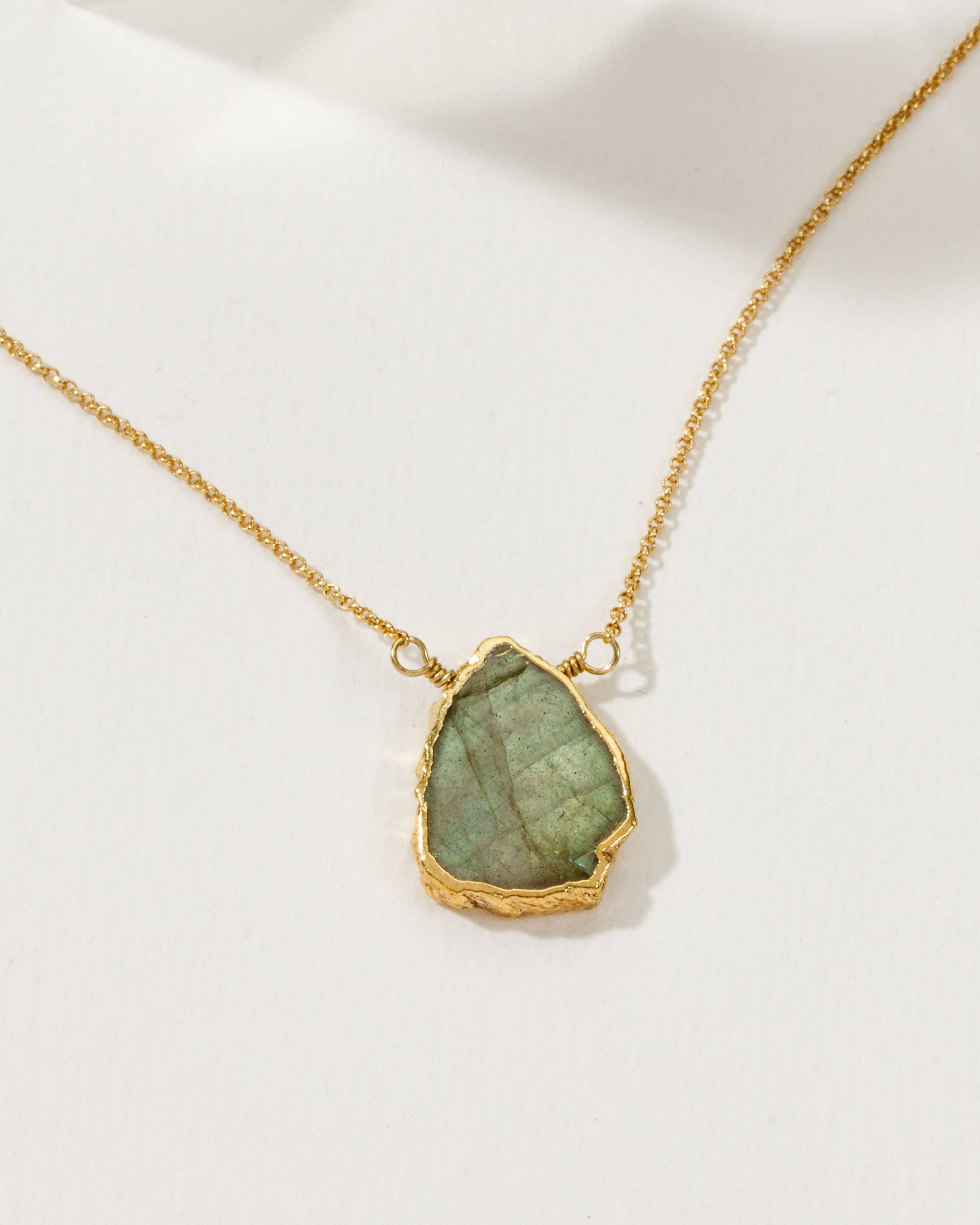 Luna Norte - Earth, Wind and Fire Genuine Stone Necklace Gold-Labradorite