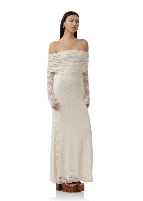 THELMA LEAF LACE OTS LS DRESS