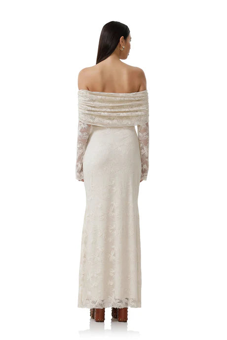 THELMA LEAF LACE OTS LS DRESS