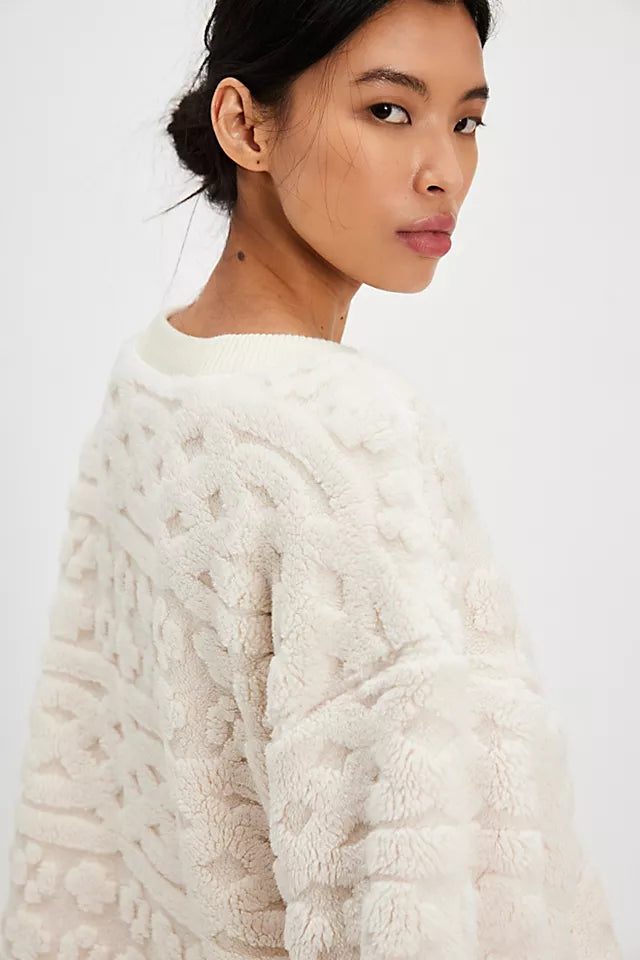 CABLE KNIT SWEATSHIRT / IVORY COMBO