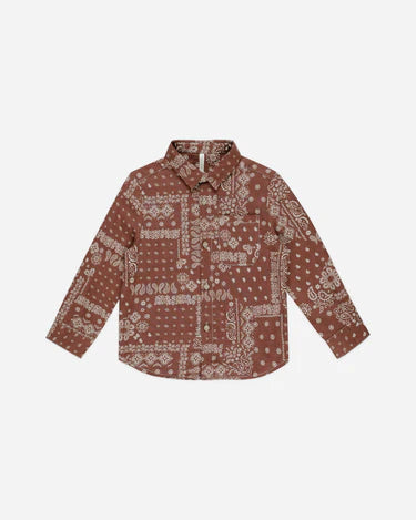 COLLARED LONG SLEEVE SHIRT || BRICK BANDANA