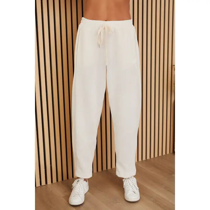 Drawstring Waffle Pattern Sweat Pant