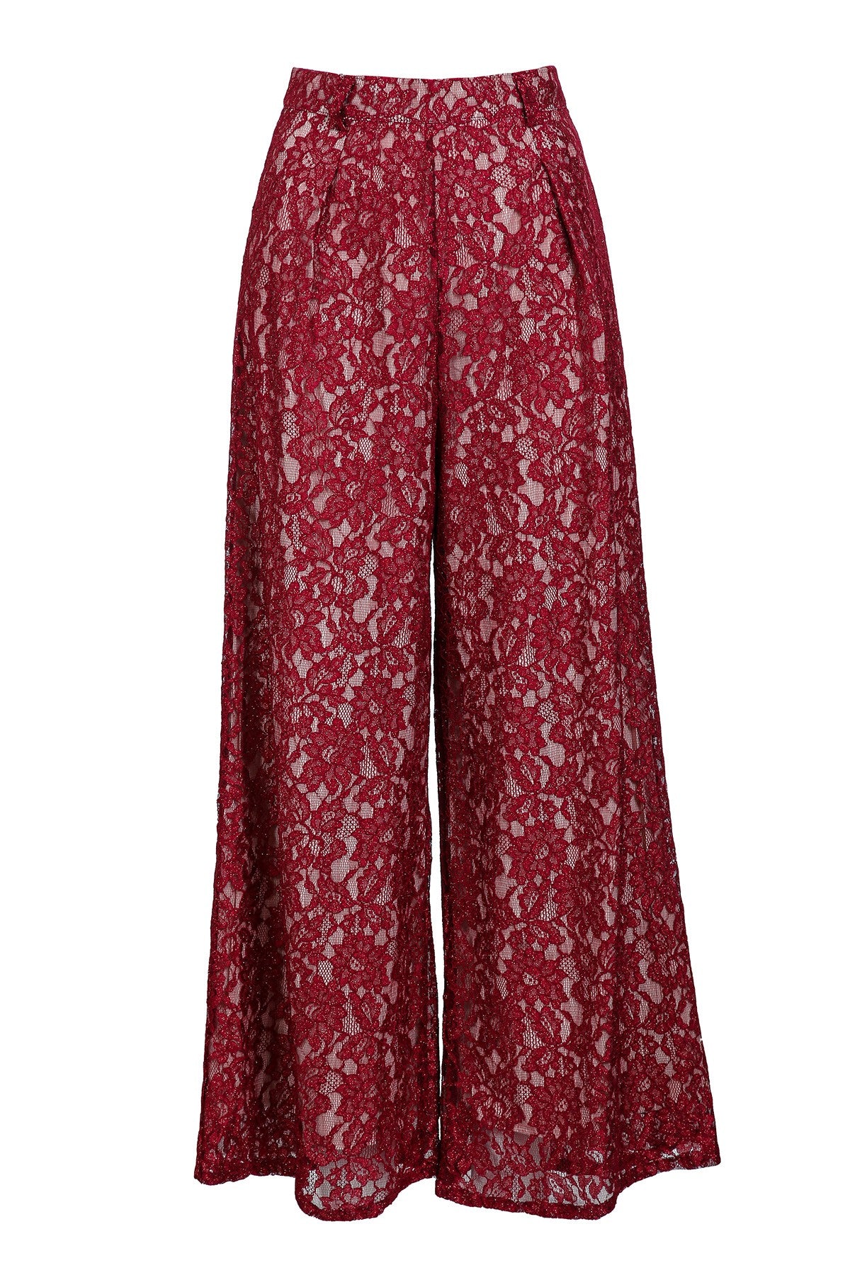 FLORAL EMBROIDERED MESH MAXI SLACKS