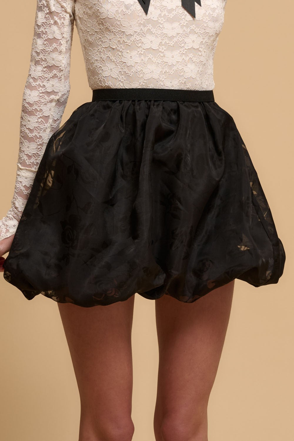 Floral Burnout Mesh Bubble Mini Skirt