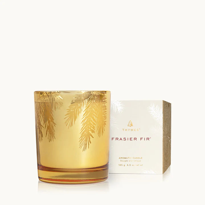 Thymes Limited - 6.5 oz Gilded Gold Candle - Frasier Fir