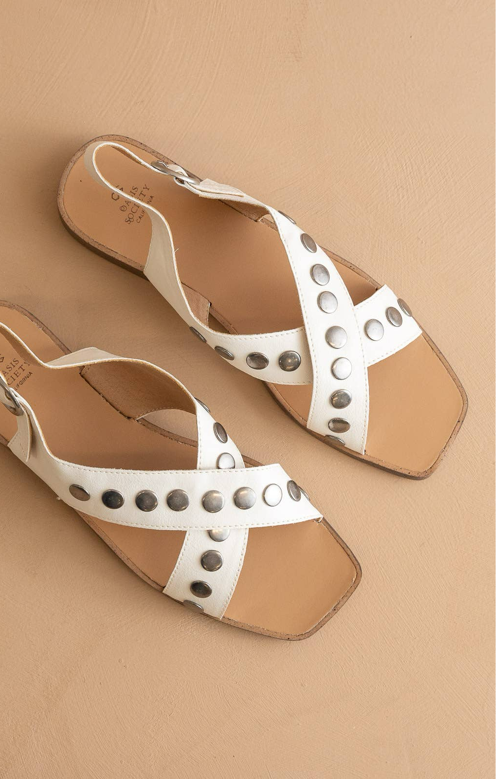 The Kylie White | Studded Cross Band Sandal