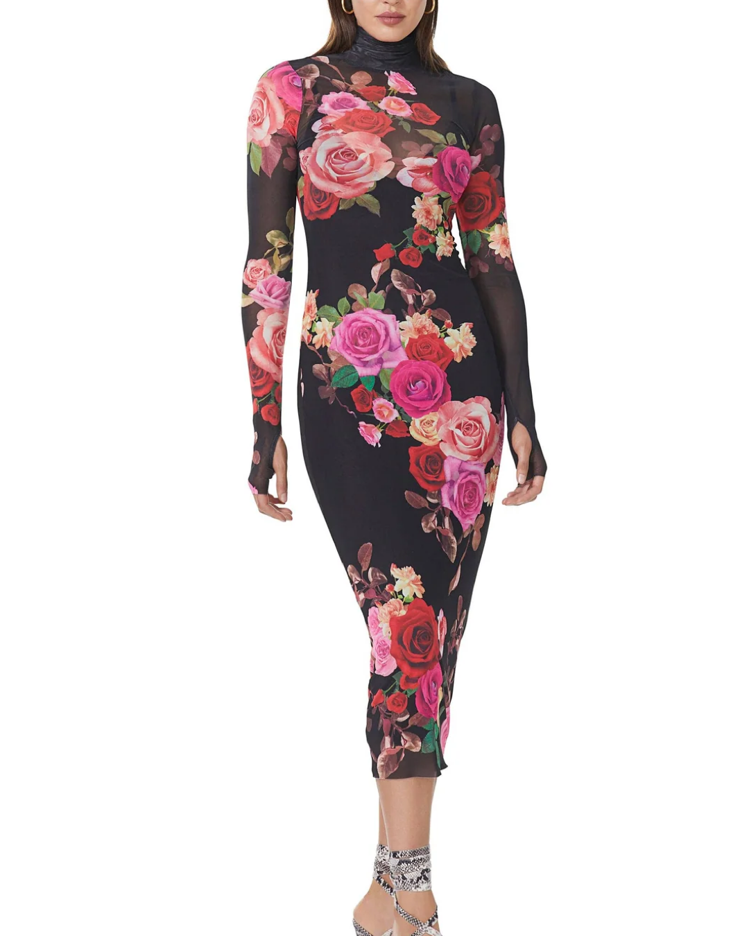 AFRM - Shailene Dress - Noir Rose Swirl