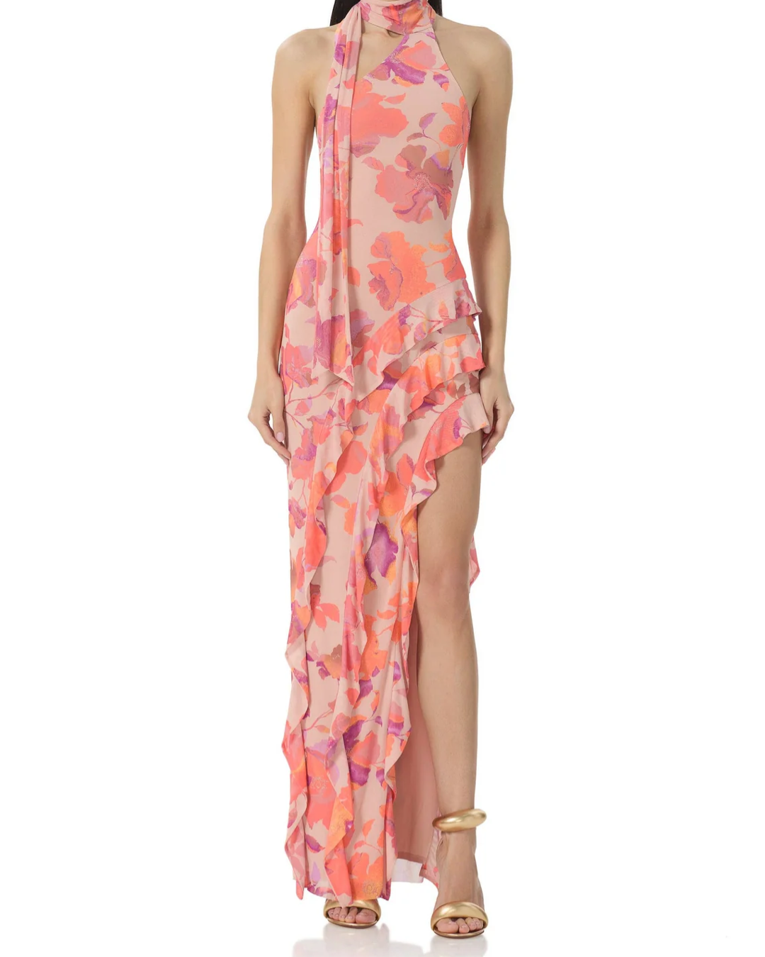 AFRM - Desiree Ruffle Maxi Dress - Nude Marble Floral