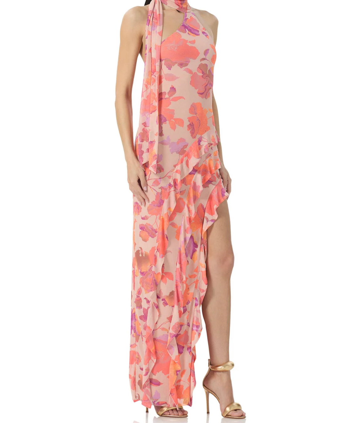 AFRM - Desiree Ruffle Maxi Dress - Nude Marble Floral